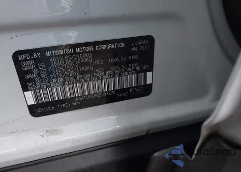 2022 Mitsubishi Eclipse Cross Es S-Awc from USA, damaged, VIN JA4ATUAA9NZ003275